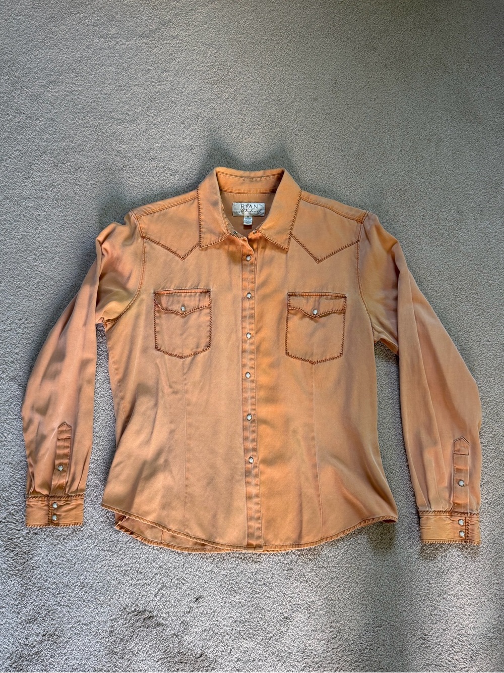 Ryan Michael Burnt Orange Pearl Snap Western Shirt